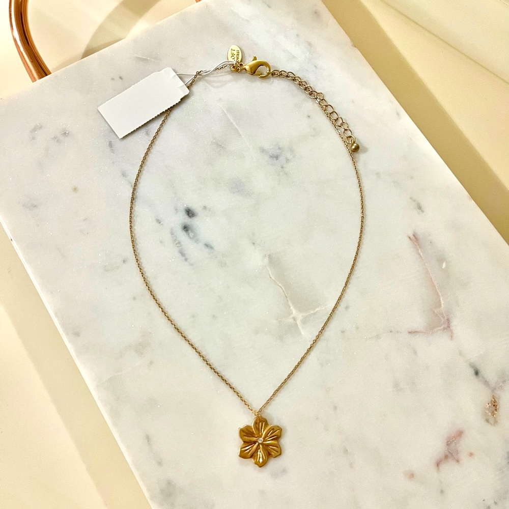 LOFT Gold Floral Pendant Necklace